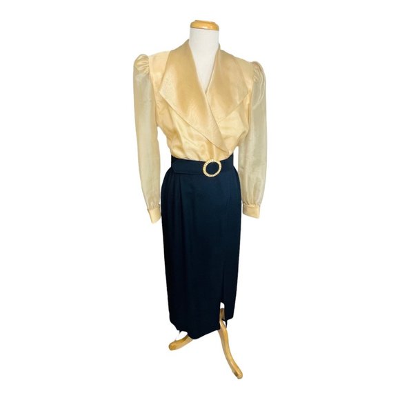 J.R. Nites by Caliendo Vintage  Evening Dress Gold & Black Size 7/8 - Picture 11 of 13